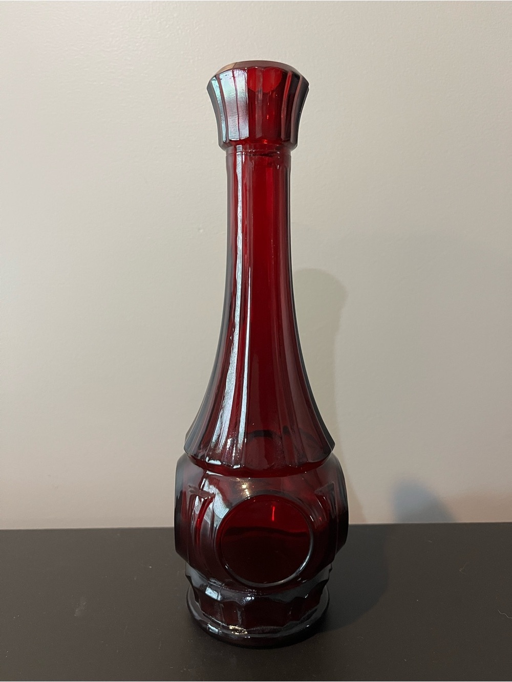 Wheaton Bullseye Ruby Red Bud Vase Mid Century Modern 9”
